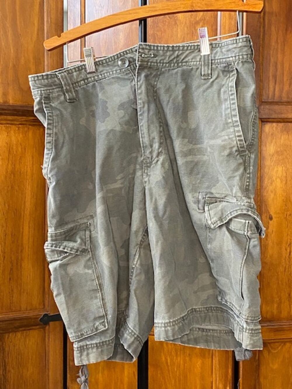 Urban Pipeline Mens Cargo Shorts Gray Camo Size 33 Cotton Utility Military 10 In